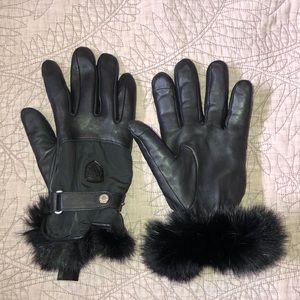 Rudsak “Stromboli” leather gloves with fur trim